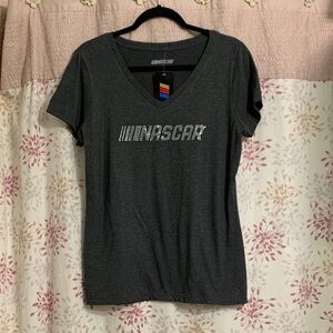 NASCAR Charcoal V-Neck Tee•Large•NWT!